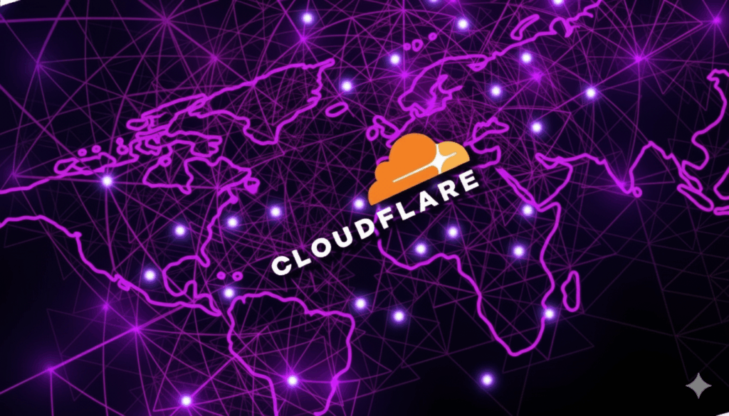 Cloudflare's global network visualized in vibrant purple. Connecting the world with speed and security