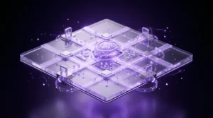 AI-ready enterprise web platform trust architecture with purple glass security layers