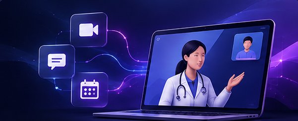 Telehealth video visit illustration