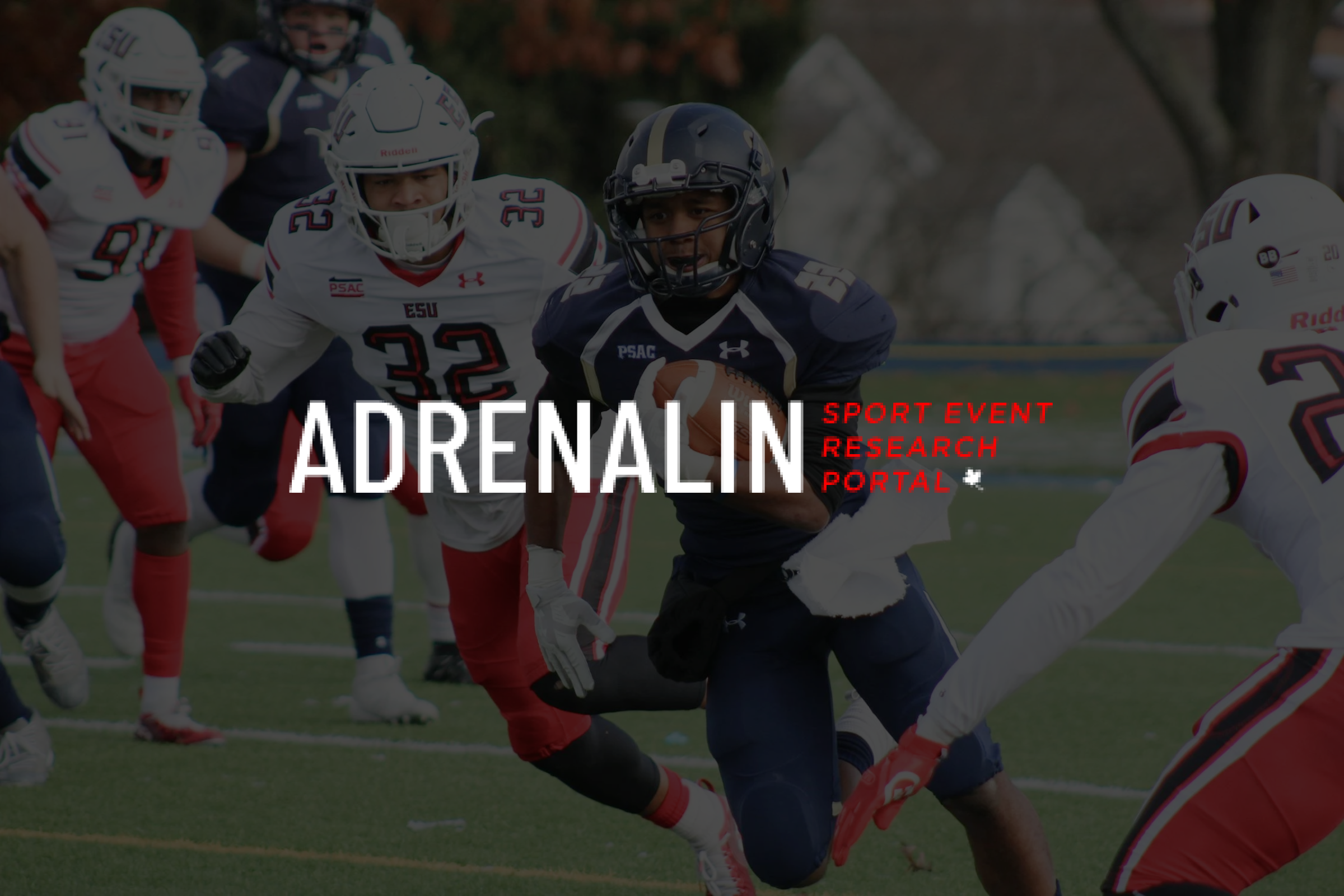 Football players playing a game with the Adrenalin Sport Event Research Portal logo overlayed on the image.