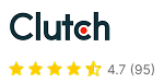 Clutch.co review badge with 4.7-star rating.