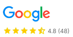 Google Business review badge with 4.8-star rating.